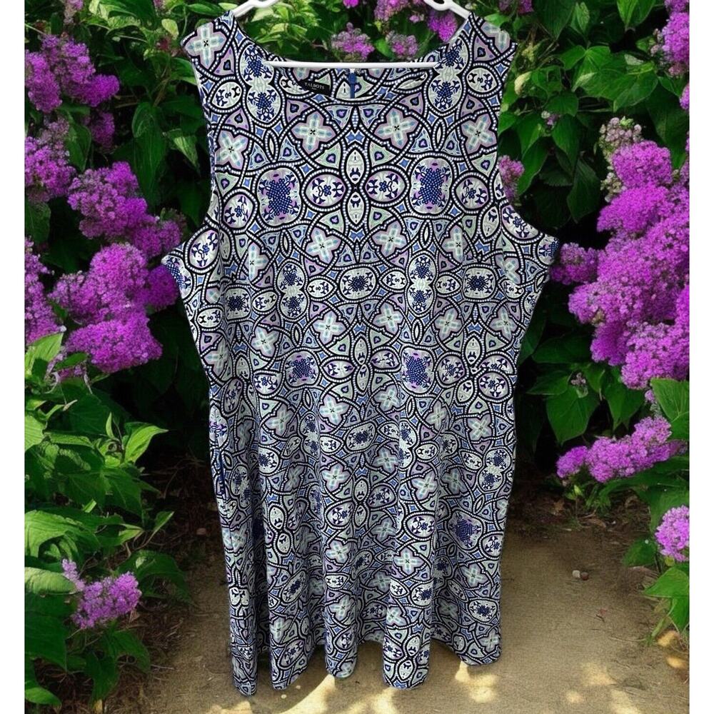 NWOT‎ Talbots Dress 3X Shift Sleeveless Pullover 100% cotton blue purple green